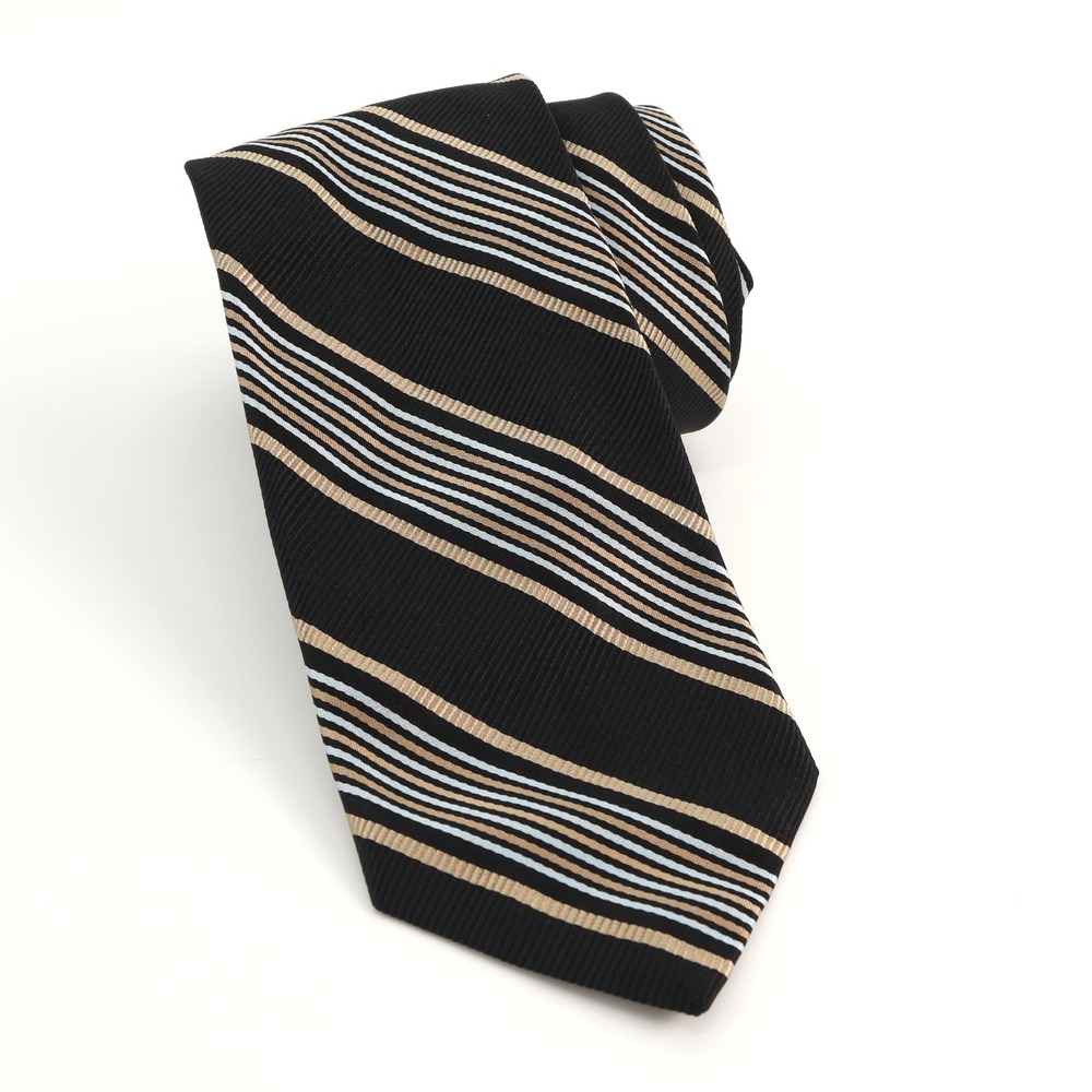 NEW Trussini Black Striped Necktie Classic‎ Men's Formal Business Tie, $85 MSRP